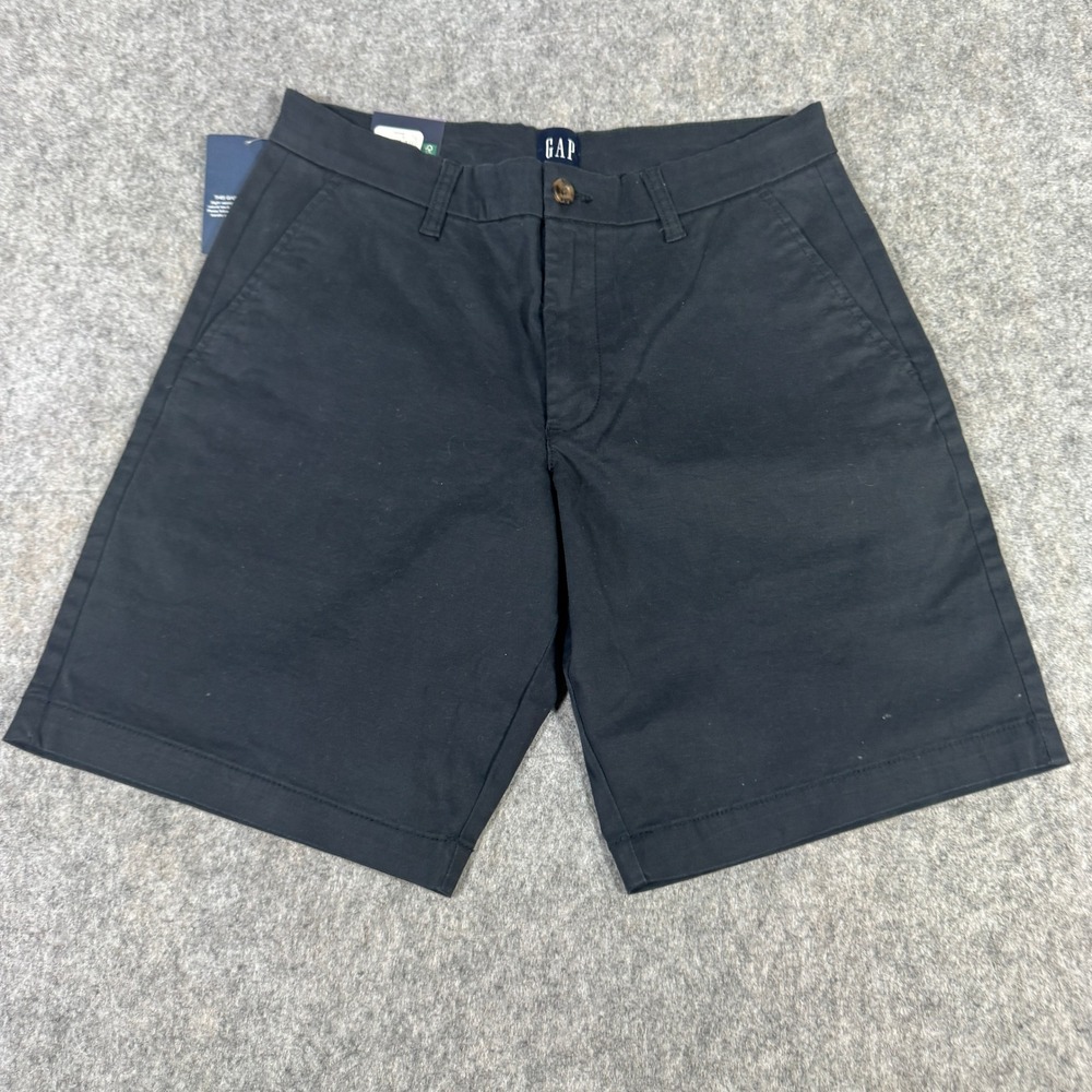Gap Mens Flat Front Chino Shorts Black Cotton Stretch Size 30 NEW